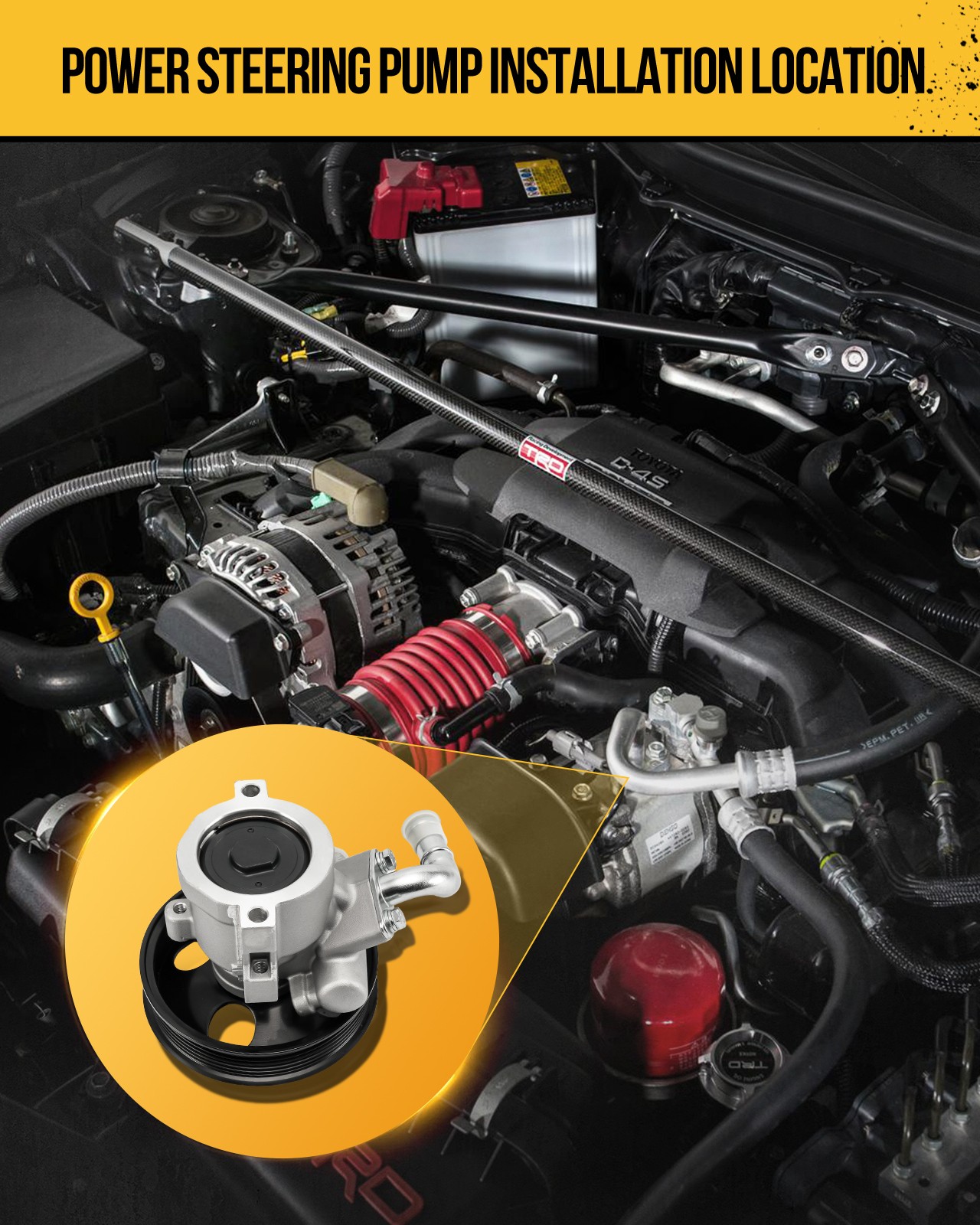 Power Steering Pump with Pulley for 2004-2006 Toyota Sienna Aluminum Iron 215362