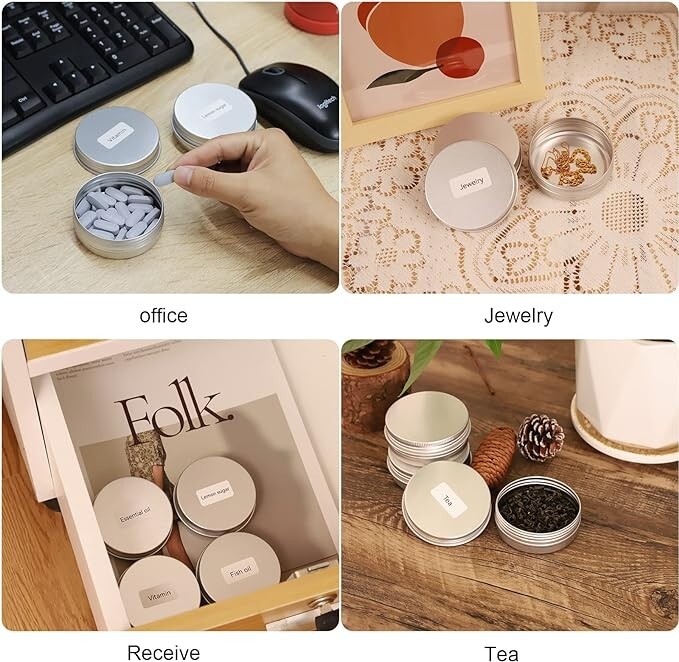 10 Aluminum Round Cans w Lid 2 oz Metal Tins Food Candy, candles trinkets Etc