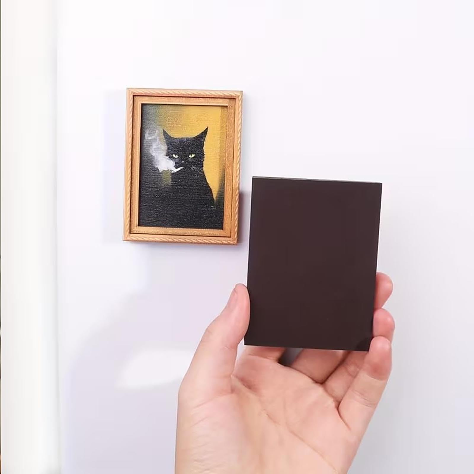 2PCS Refrigerator Magnets Wooden Rebellious Cat Smoking Art Print Fridge Magnets