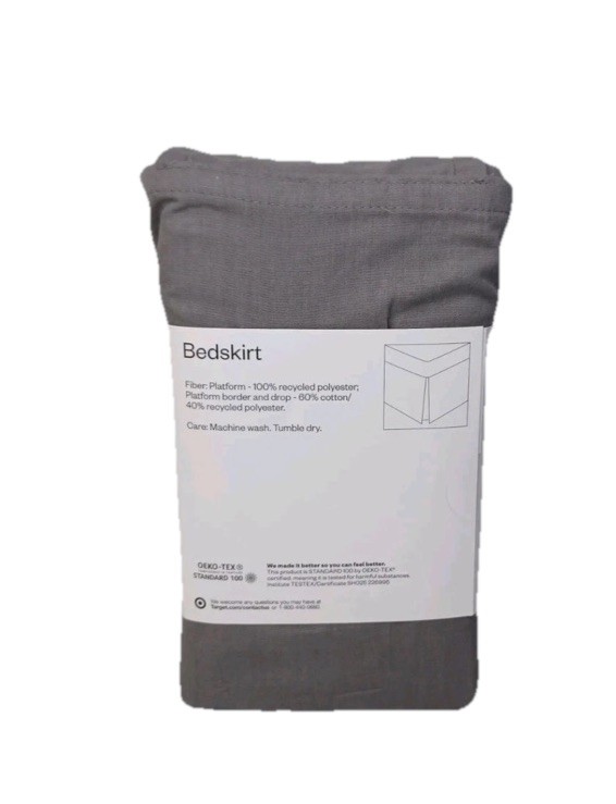Room Essentials Solid Bedskirt Gray King 14" Drop