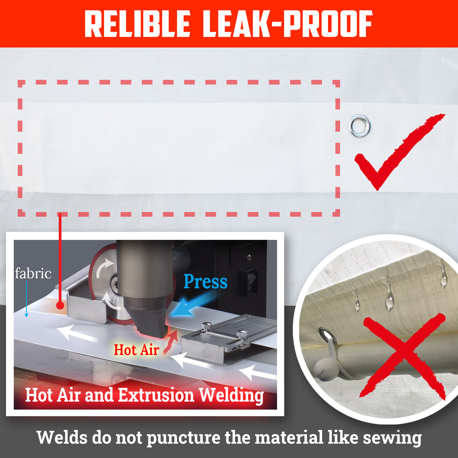 10x20' Carport Replacement Canopy Garage Top Cover Only with Bungees Ball & Edge