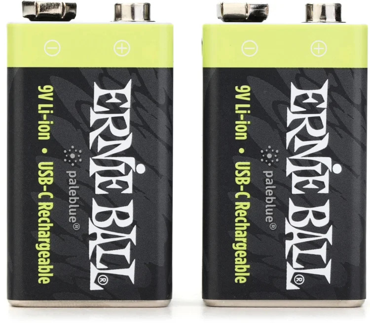Ernie Ball USB-C Rechargeable Battery by Paleblue - 9V, 2-pack