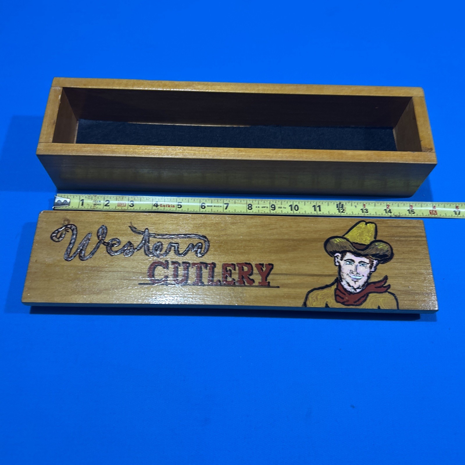Western Cutlery Knife Storage/Display Box, Hand Painted Vintage Box W/ Clearcoat