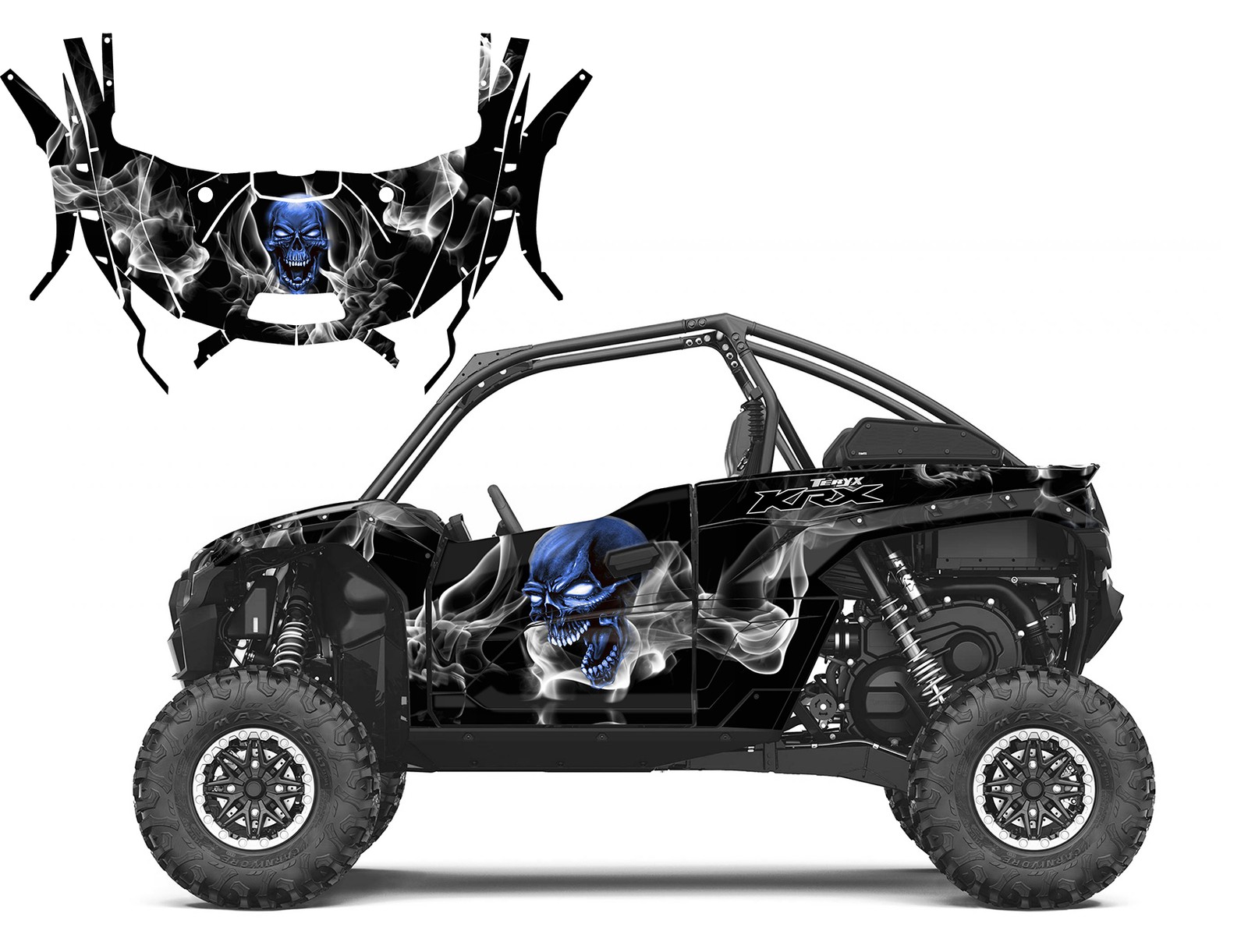 Custom graphic decal kit for Kawasaki KRX 1000 Design #6660 Smokey Skull