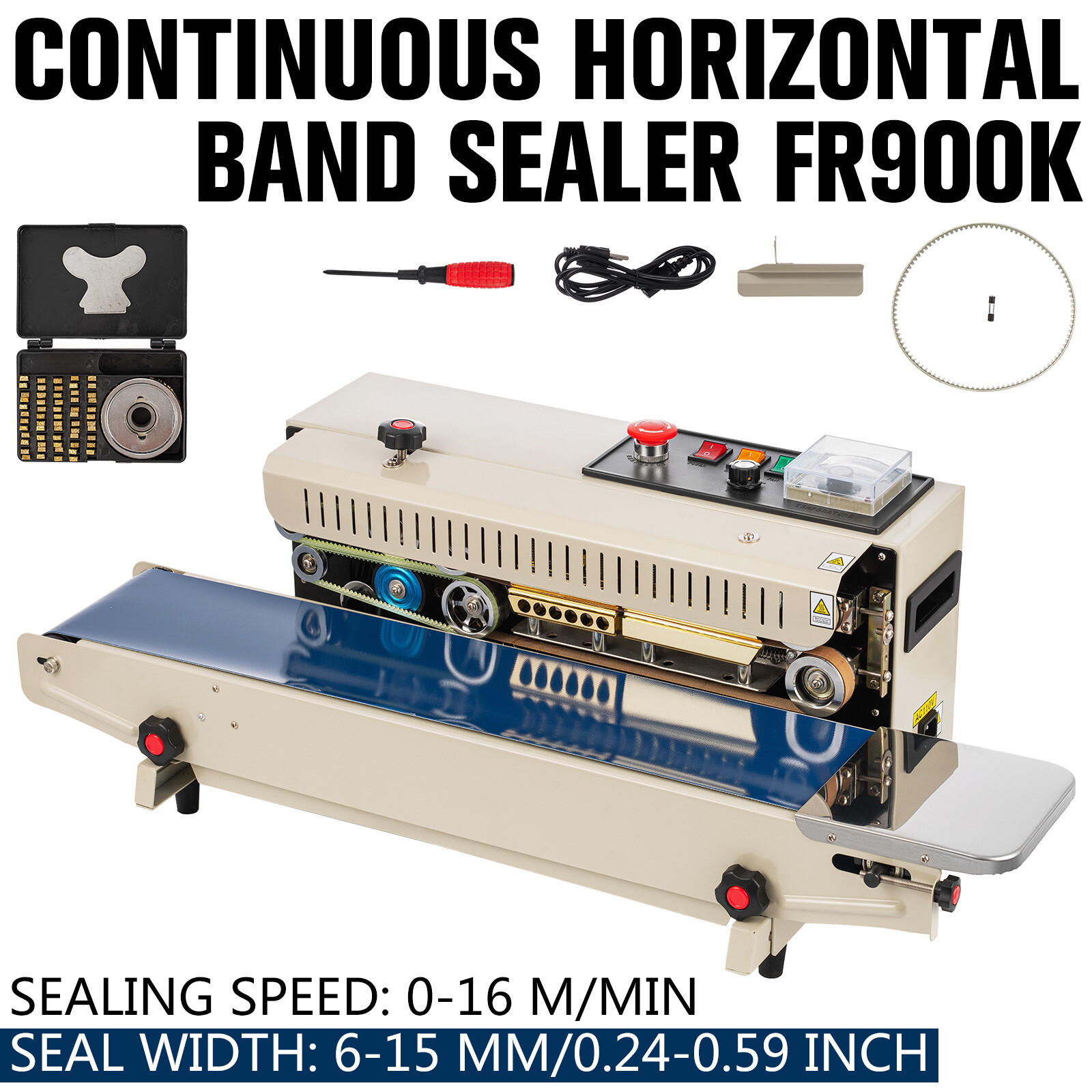Continuous Horizontal Band Sealer FR900 Bag Sealing Machine with 20 Teflon Belts
