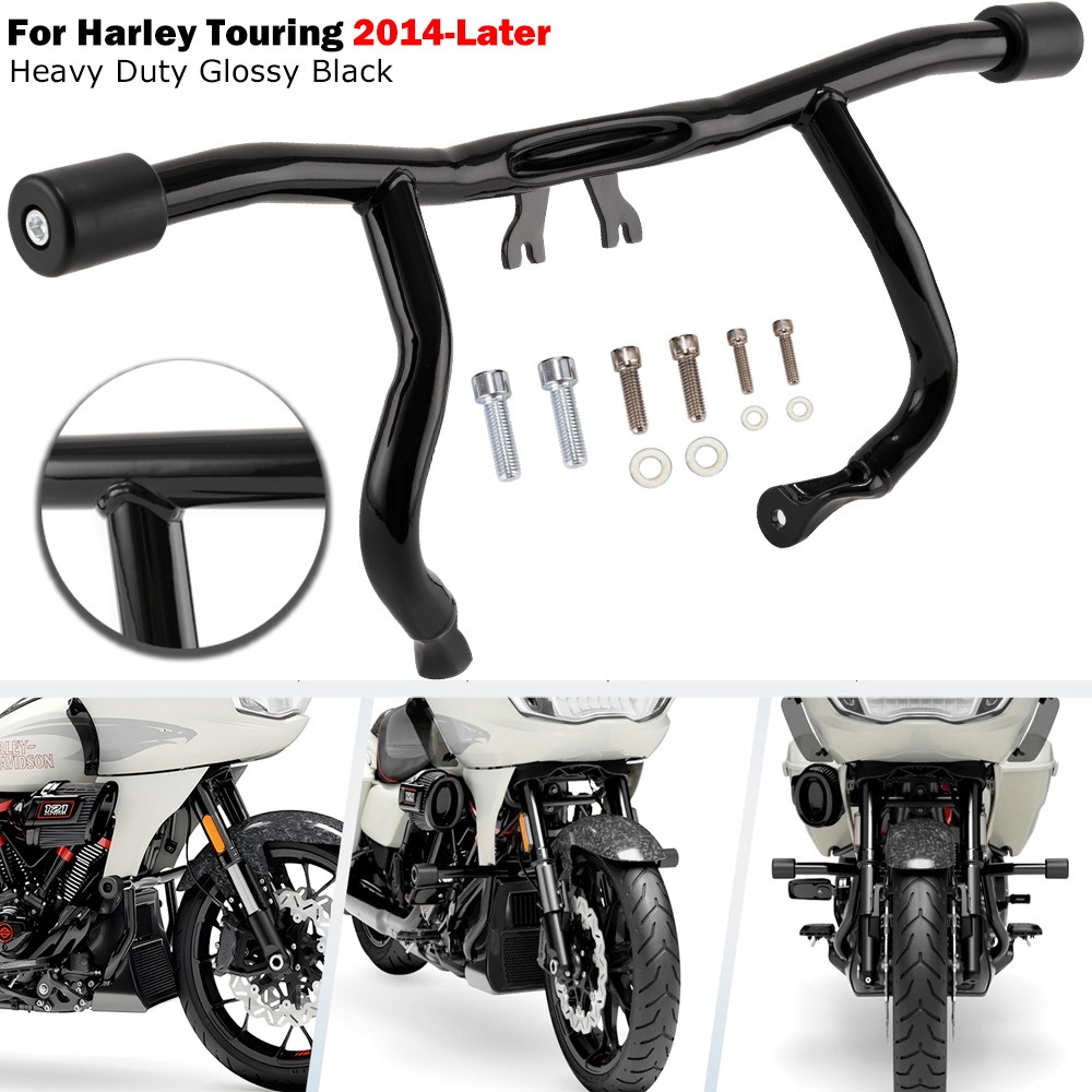 Front Rear Crash Bar Flat-Out Bar For Harley Road Glide Street Glide 2014-2025