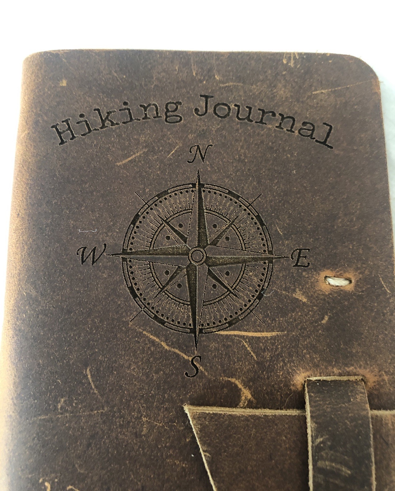 Vintage Brown Leather Hiking Journal Logbook W/Hiking Log Paper Inserts Free S/H