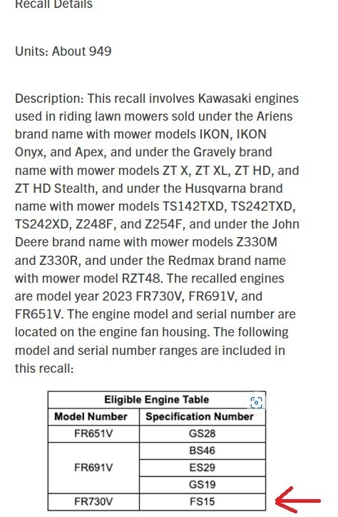 FR730V-BS40 24HP Kawasaki Vertical Shaft Engine 15 Amp 1" X 3-5/32