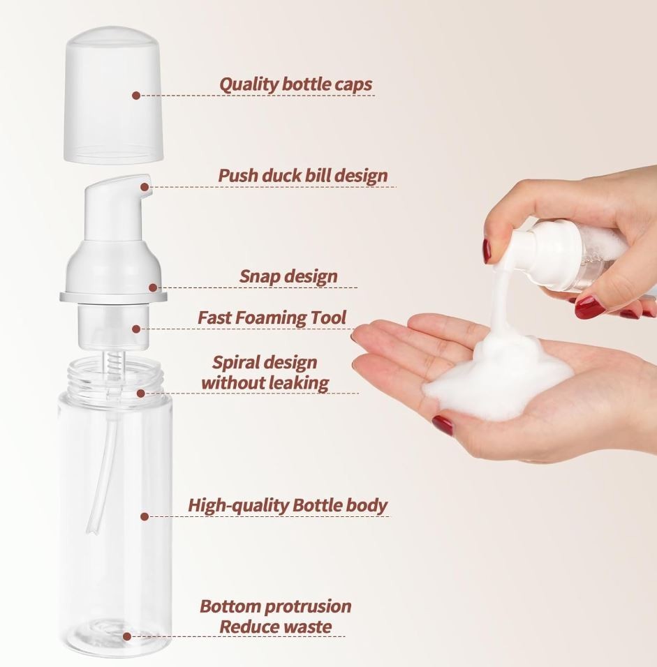 7 Pcs Foam Pump Bottle 2oz Foaming Soap Dispenser Travel Container BPA Free(c