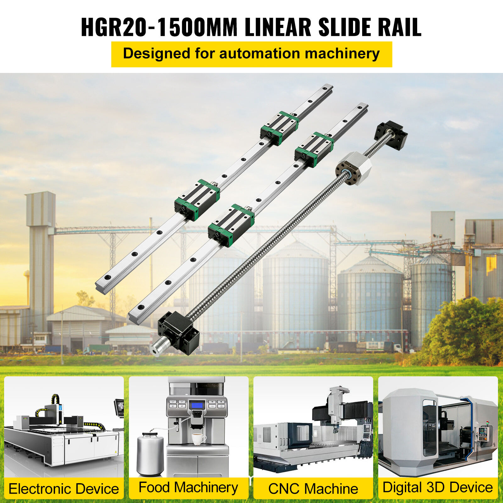 2X Linear Rails HGR20-1500mm 4X Blocks Ballscrew RM1605-1500mm BF12/BK12 CNC Set