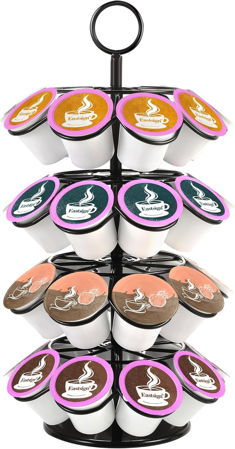 4-Tier K-Cup Holder Compatible with 36 K-Cups, Coffee Pod Carousel Storage Stand