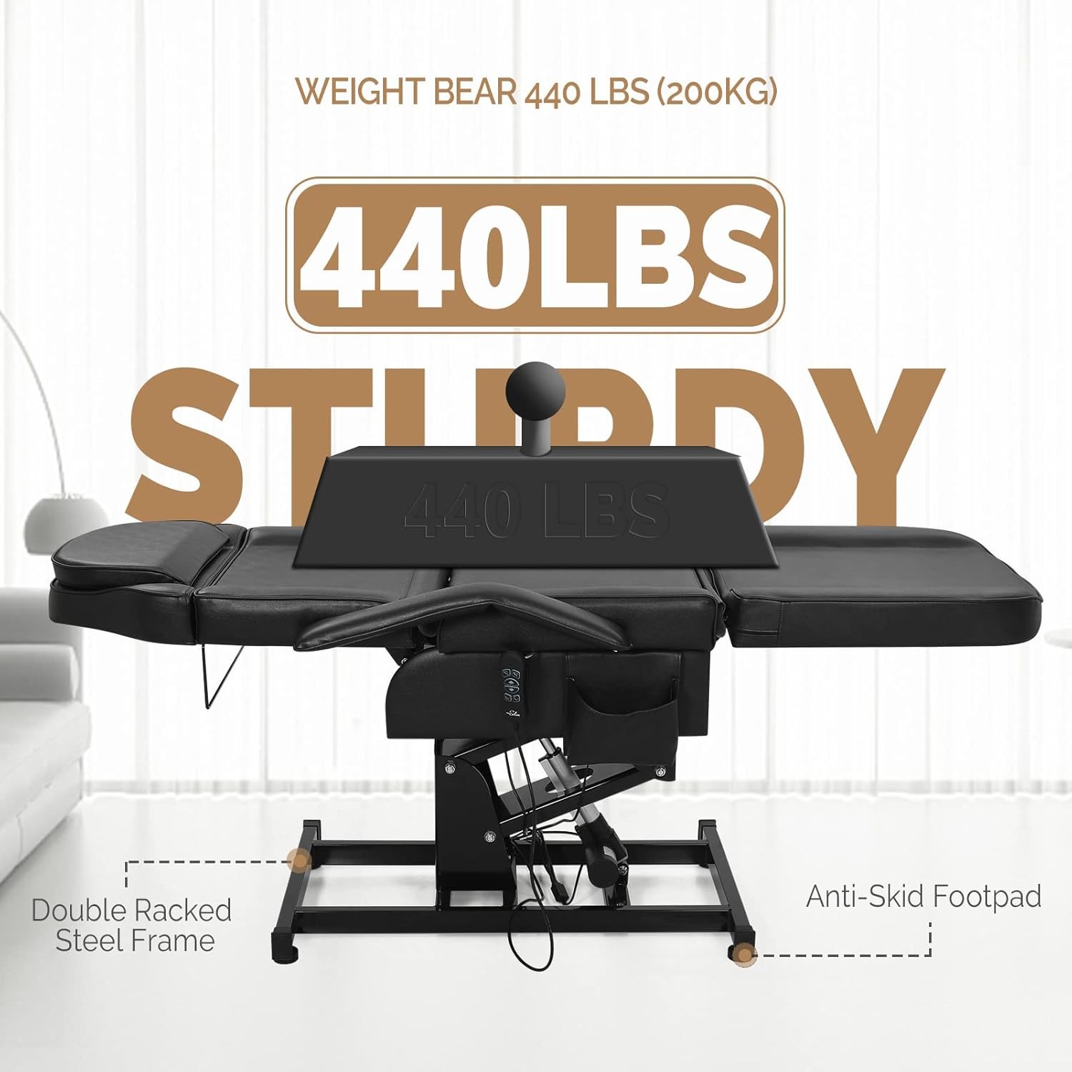 Fully Electric Salon Facial Bed Chair Multi-Purpose Massage Tattoo Table Black