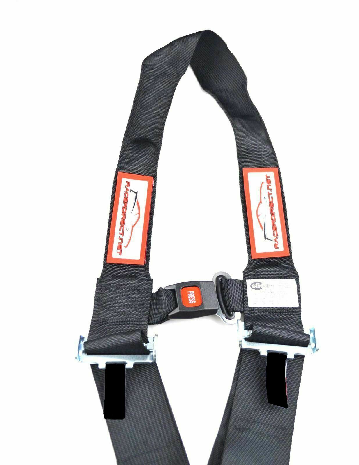 U 5 POINT RACING HARNESS WITH STERNUM STRAP & NECK DEVICE SFI 16.1 BLACK