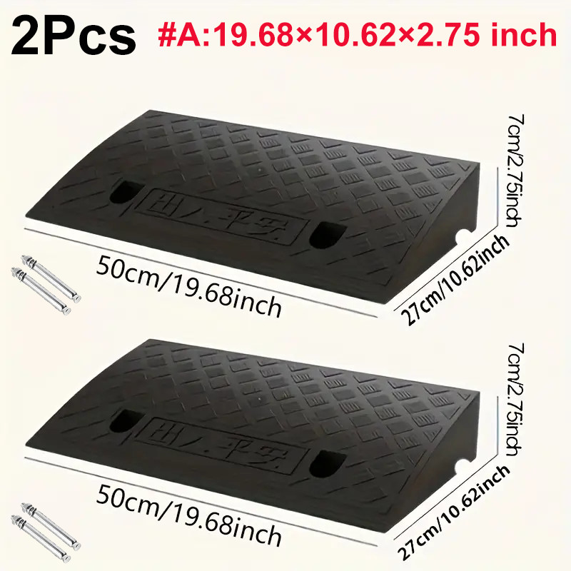 2/3.5''Rise Driveway Curb for Ramps,Driveway Ramp Car Slope Ramp for Loading-2Pc