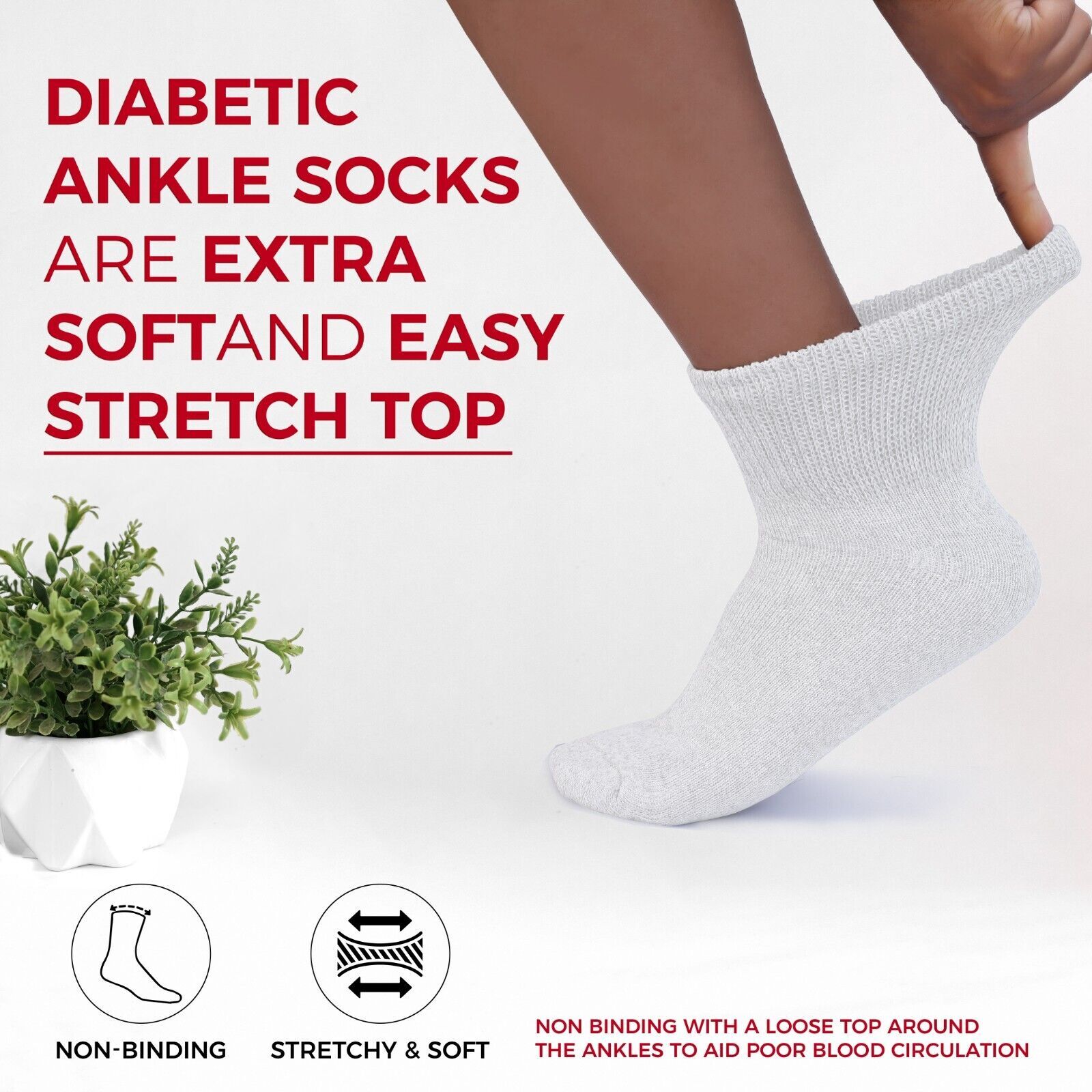 Diabetic Ankle Socks Mens Circulatory Health Socks 3 12 Pairs 9-11 10-13 13-15
