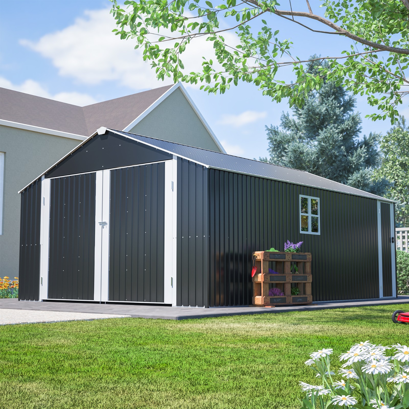 20x12 FT Outdoor Metal Garage Shed Extra Large Storage Shed 1810 CUFT for Car