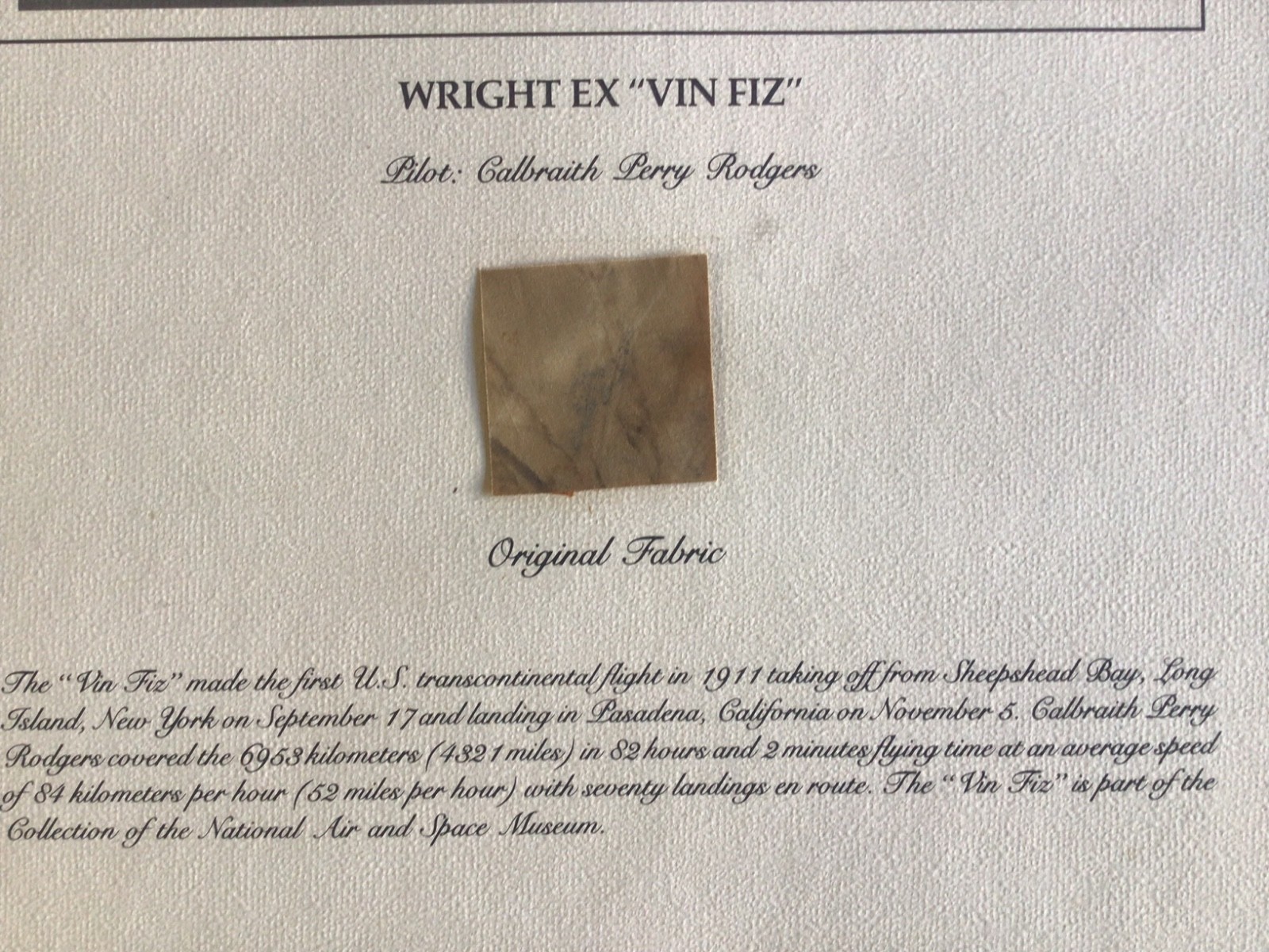 Vtg WRIGHT EX VIN FIZ Original Fabric 1911 Aircraft History PILOT Perry Rodger’s
