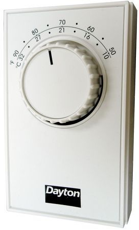 Dayton 6Gvx8c Line Volt Mechanical Tstat, Close On Rise, Wall, Spst, 120 To