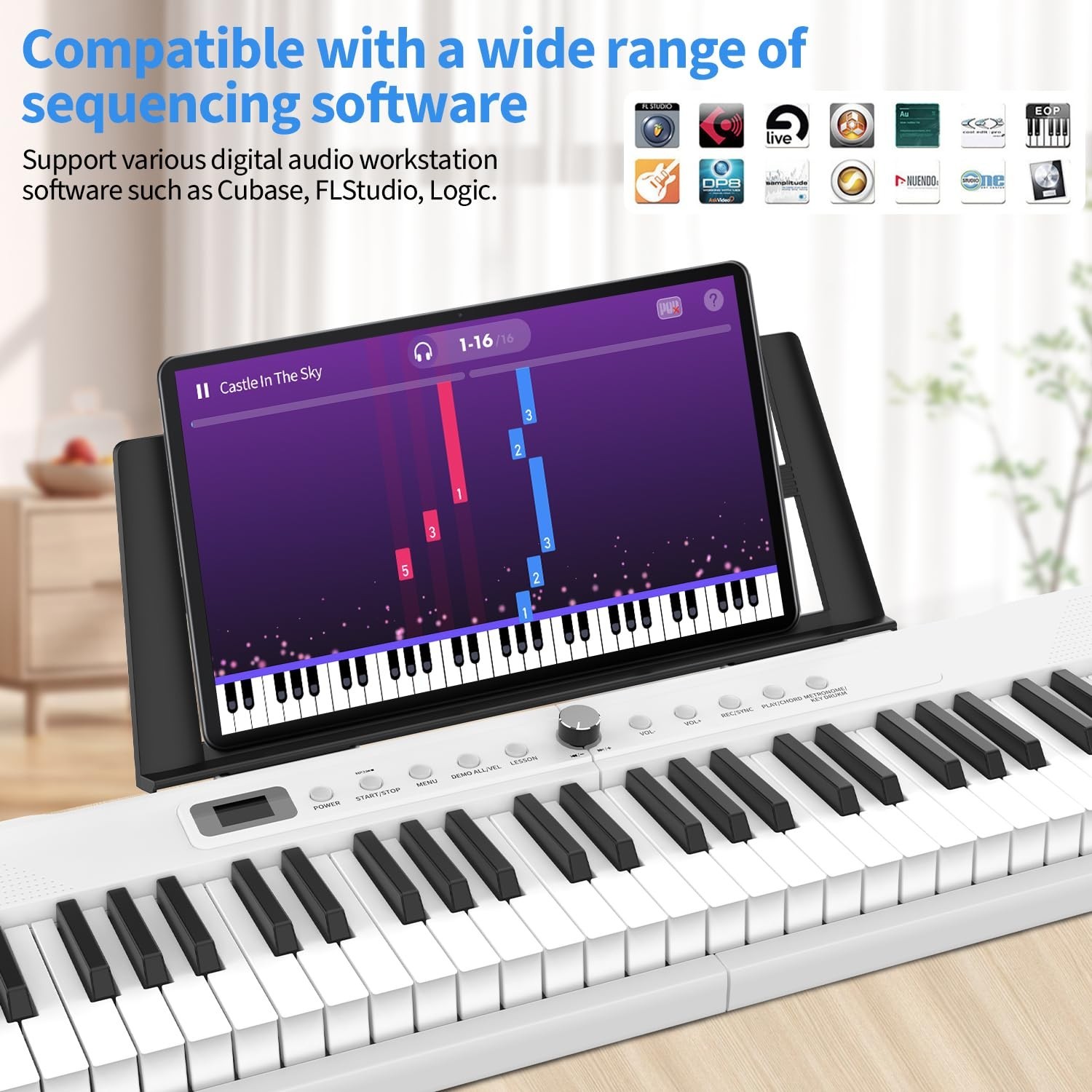 88 Key Piano Keyboard Beginner Electric Digital Piano with Sustain Pedal, Pow...