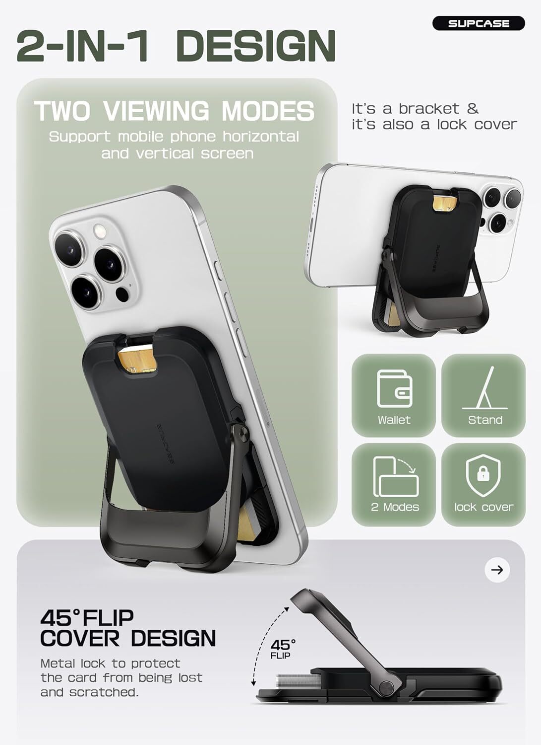 SUPCASE Magnetic MagSafe Wallet w/ Stand Holder For Apple iPhone 16/15/14/13/12