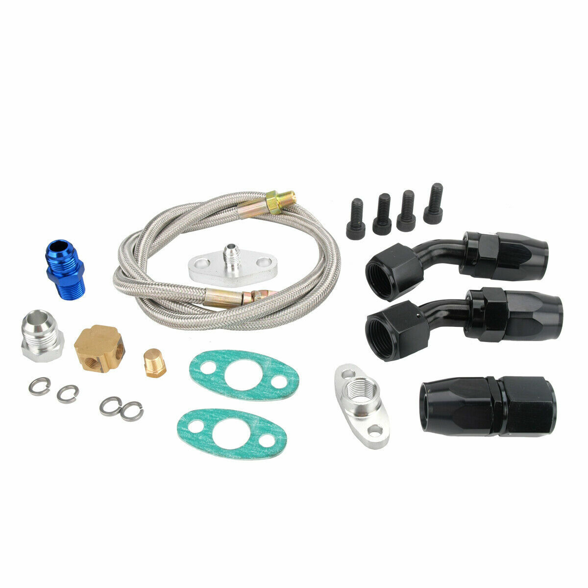 Oil Feed Oil Return Drain Line Hose Kit On T3 T4 T70 T66 T04E Turbo Turbocharger