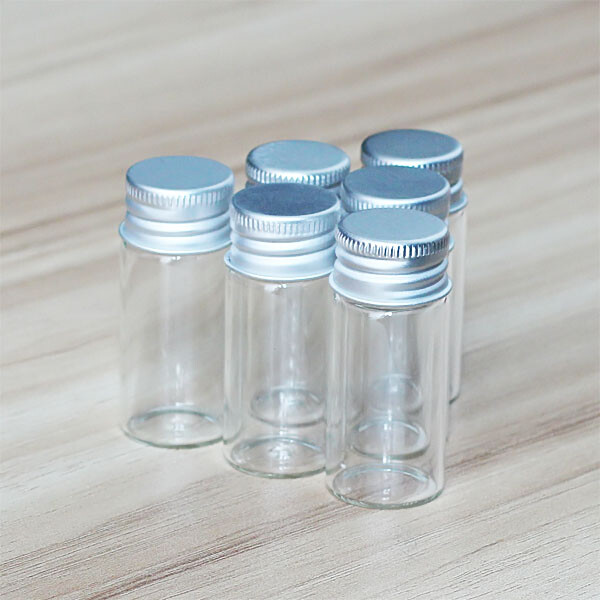 10ML Perfume Crafts Oils Screw Glass Bottles 10~100PCS Mini Jars Lids Aluminum