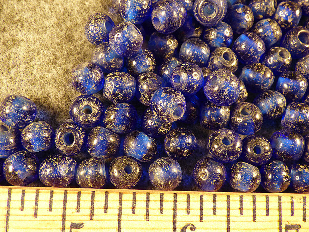10 Huron Indian Cobalt Blue Glass Old Style Trade Beads w/Patina Fur Trade 1800s