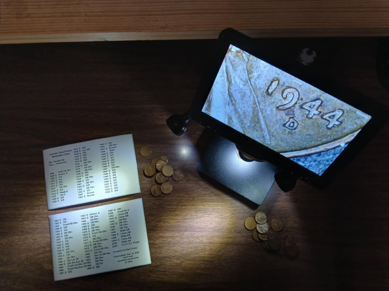 Lincoln Cent Errors Chart Label Sticker 1909-2009 Chart of Common Penny Errors