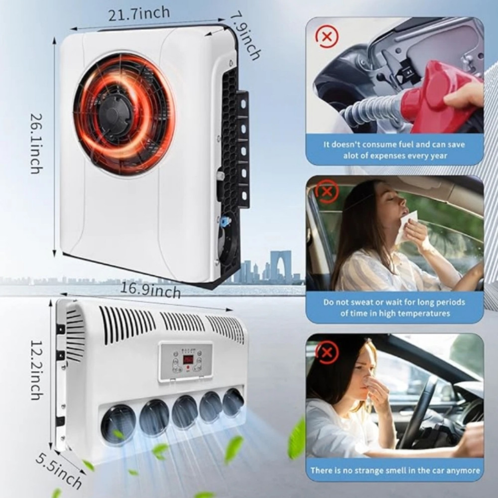 12V Split Air Conditioner 12000 BTU AC Kit Fit for Cab Semi Truck Bus Caravan RV