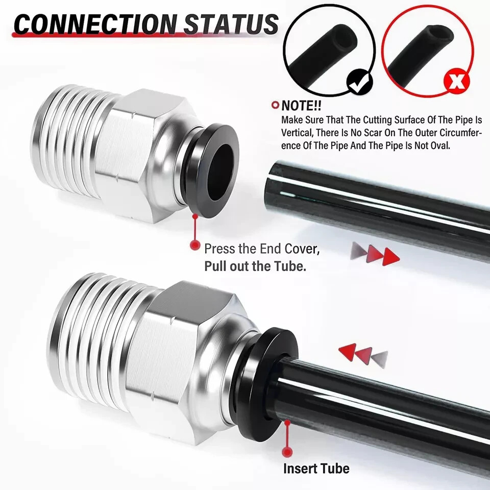 10 Pieces pneumatic 1/4" Tube x 3/8" NPT Male Connector Push to Connect fitting