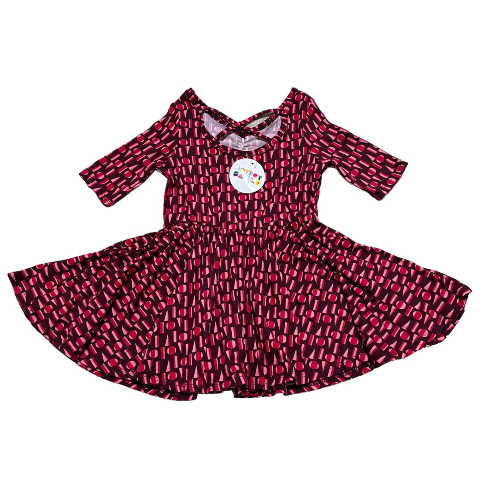 Dot Dot Smile NWT Girl’s Size 3/4 Red Geometric Print Ballerina Twirl Dress