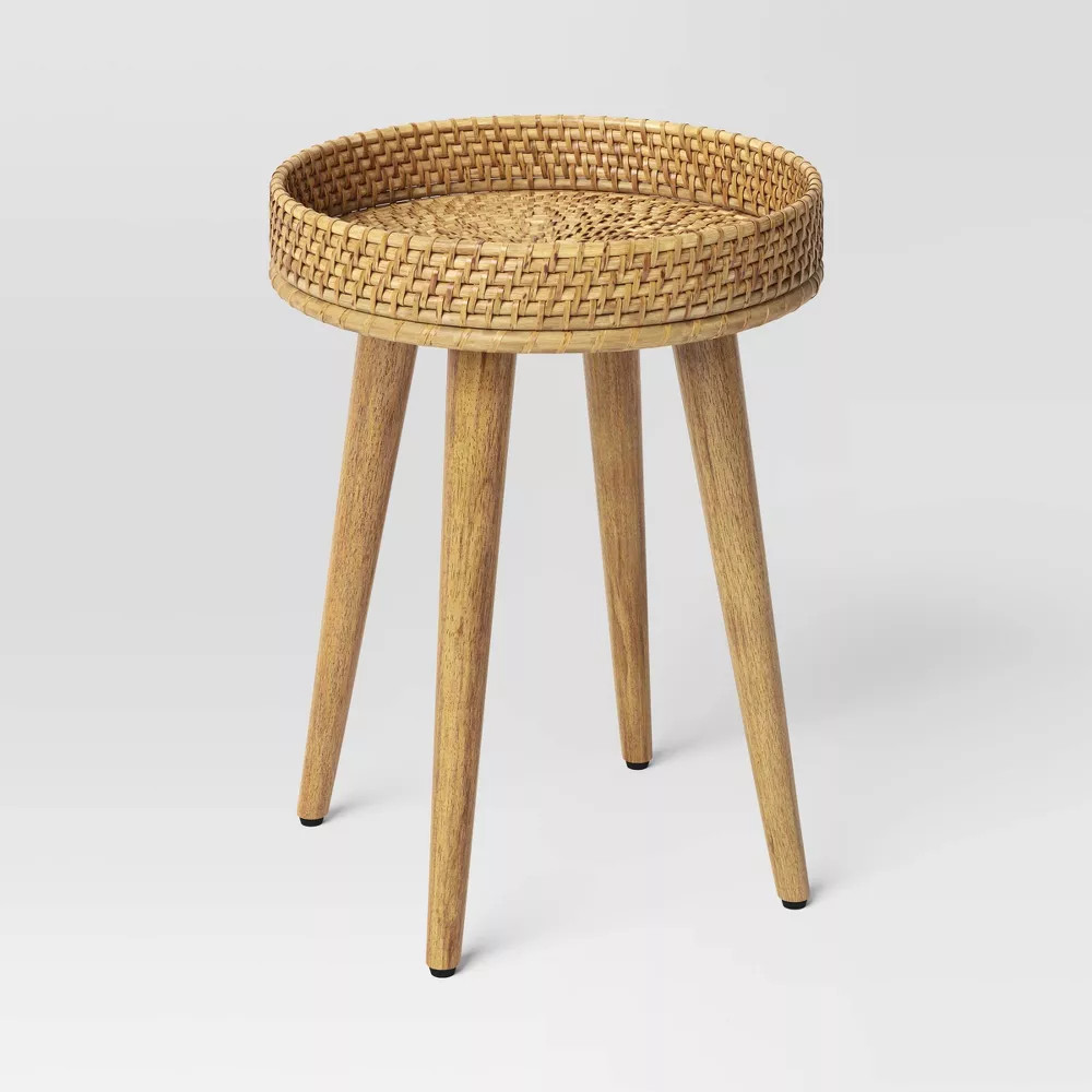 Round Natural Woven Accent Table (FA) - Threshold