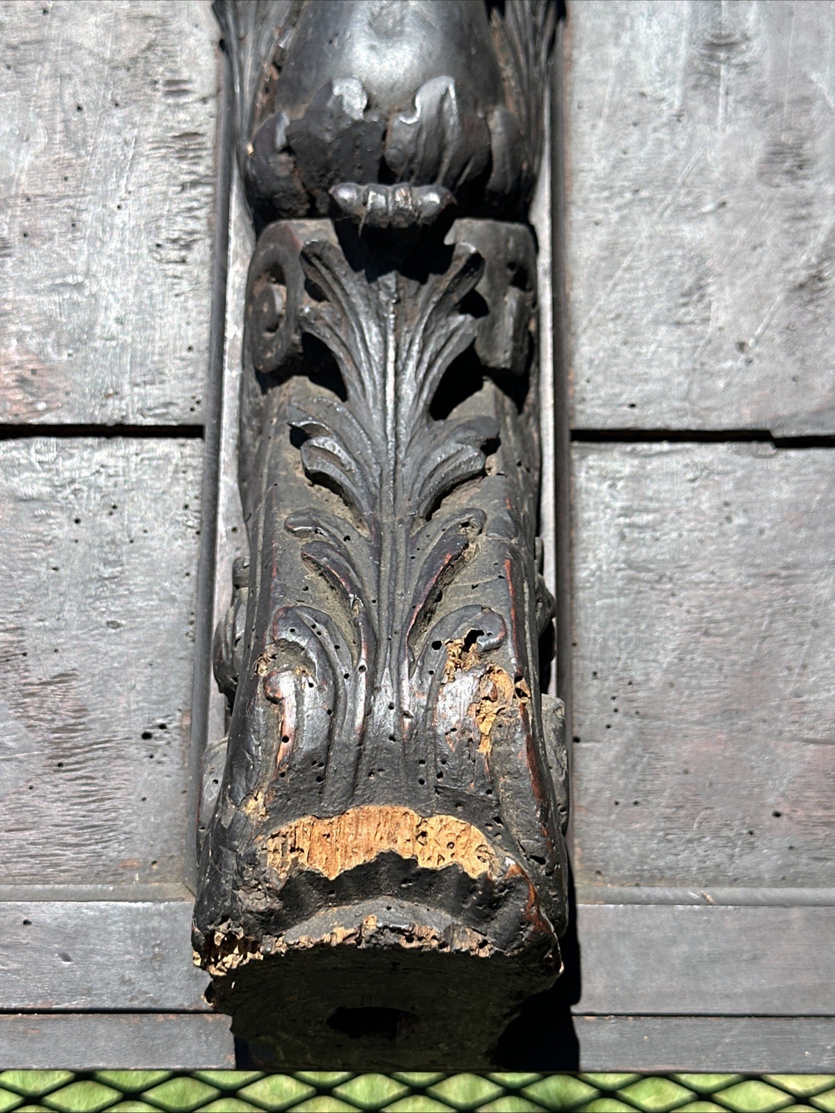 ANTIQUE WOODEN NEOCLASSICAL CARVED BIBLE STAND CARYATID FIGURE~FOLIATE MOTIFS~