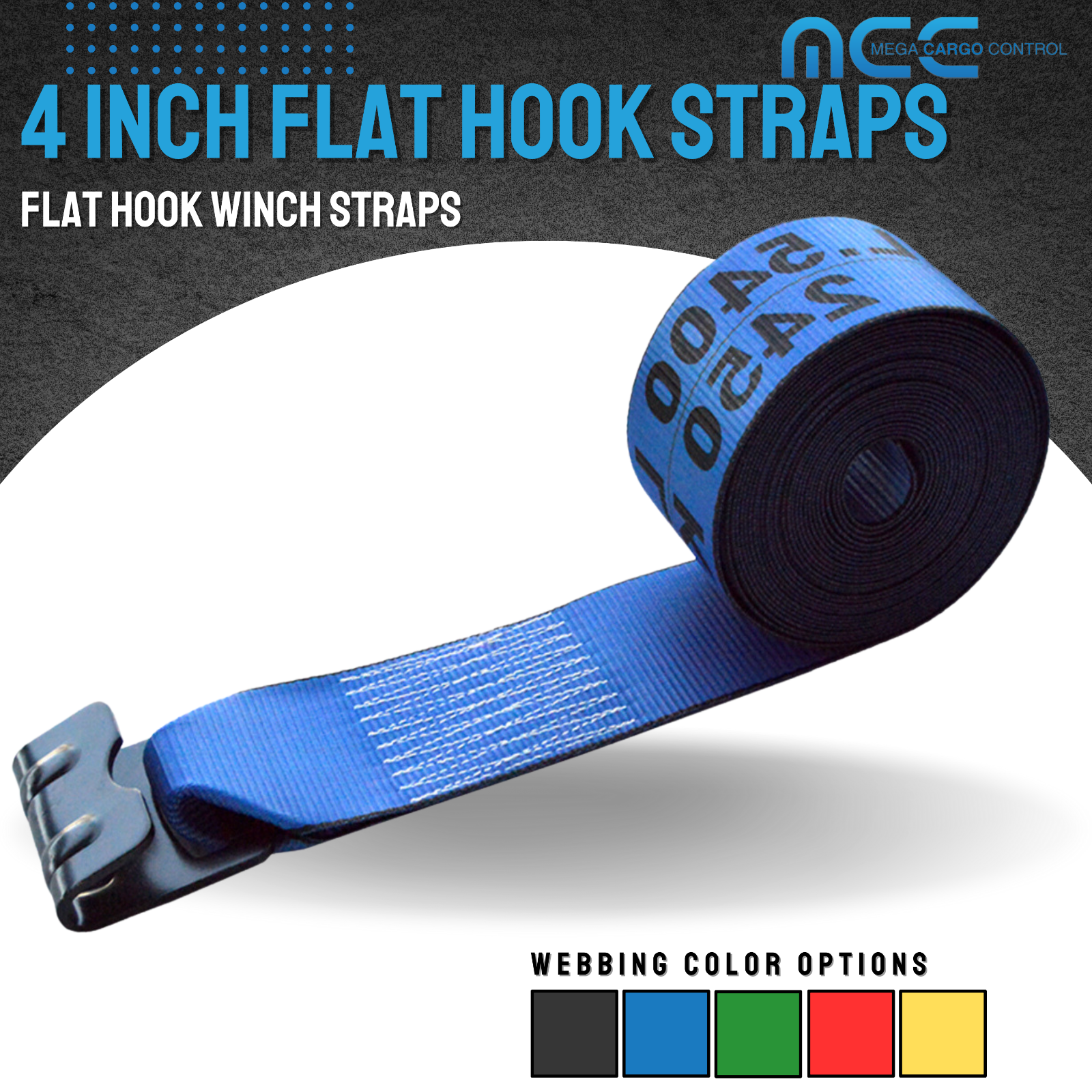 10 Pack 4" x 30' Winch Tie Down Strap w/Flat Hook for Flatbed Truck Trailer Farm