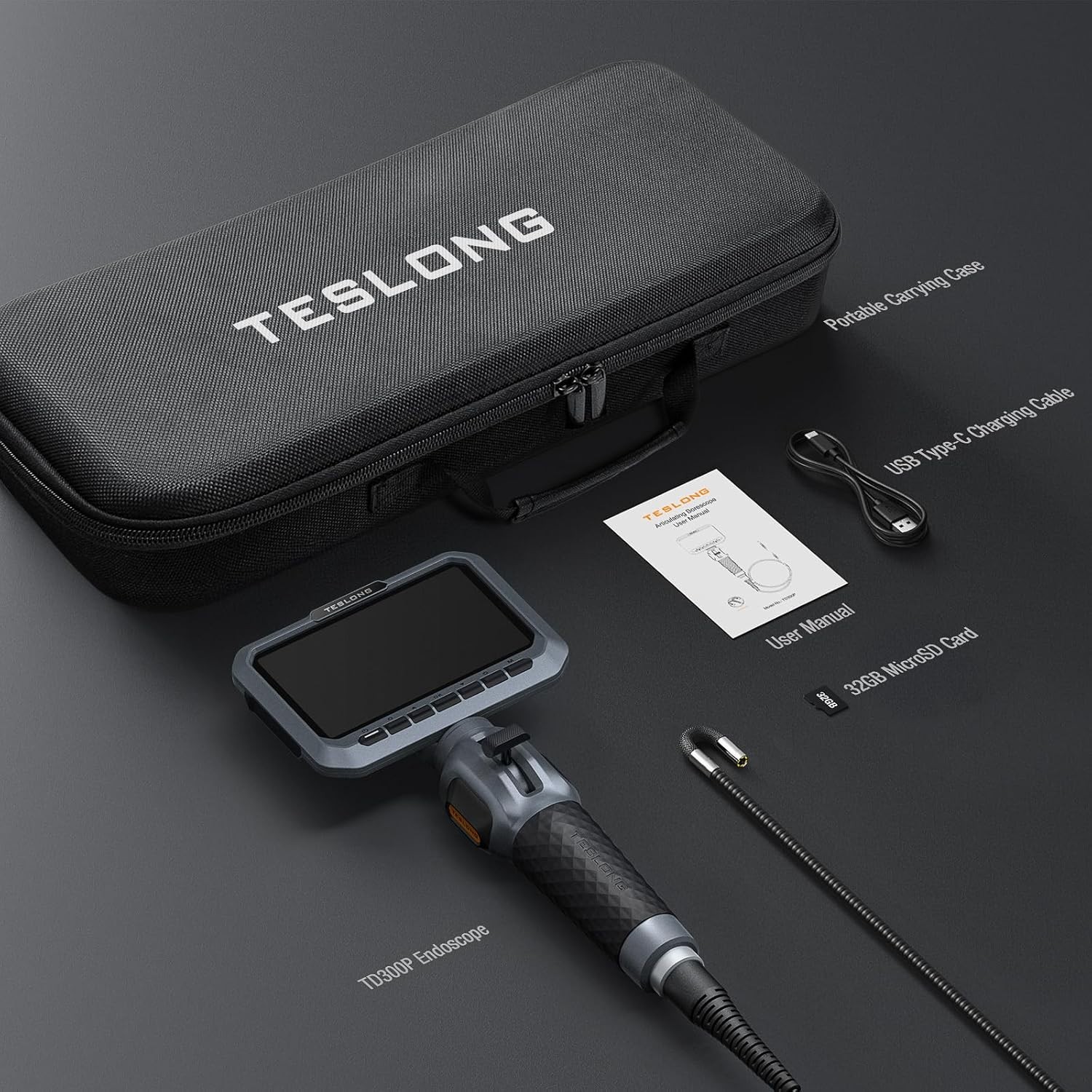 Teslong Two-Way Articulating Borescope 5.5mm Slim Probe Industrial Endoscope