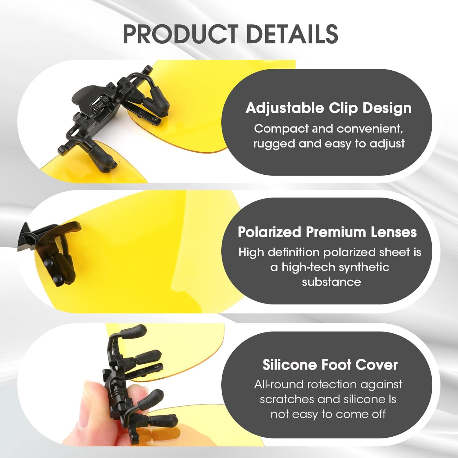 Clip on Polarized Night Vision Driving Glasses Flip up UV400 Wear Over Eyeglasse