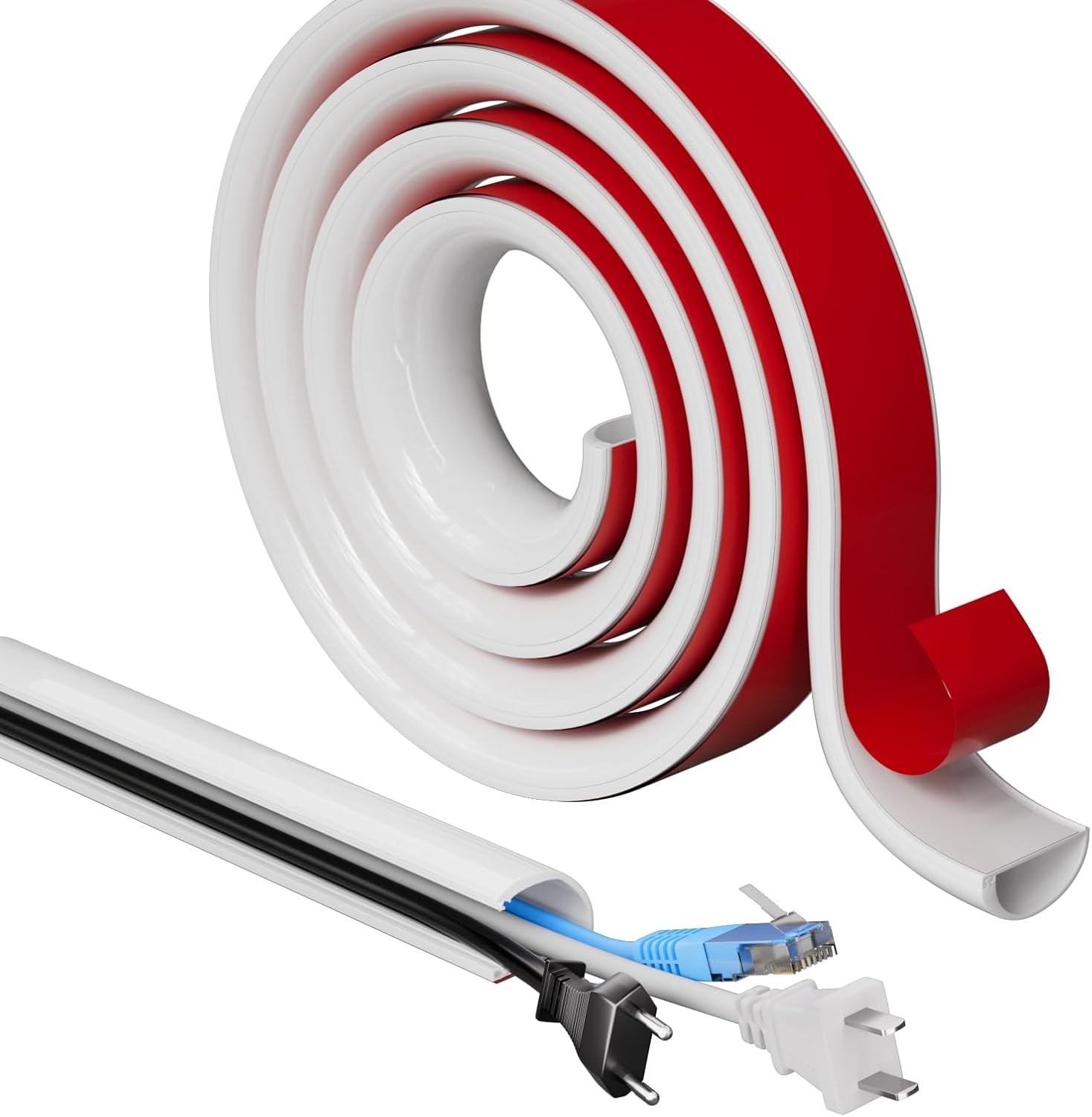 39”-197'' Cord Hider for Wall Mounted TV Adhesive One-Cord Cable Hider for Wall