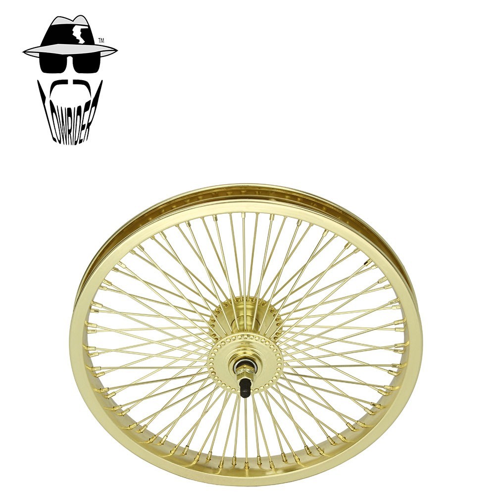 ORIGINAL LOWRIDER 16” Gold Front Bicycle Wheel 72 Spoke Steel Rim 3/8 Axle.