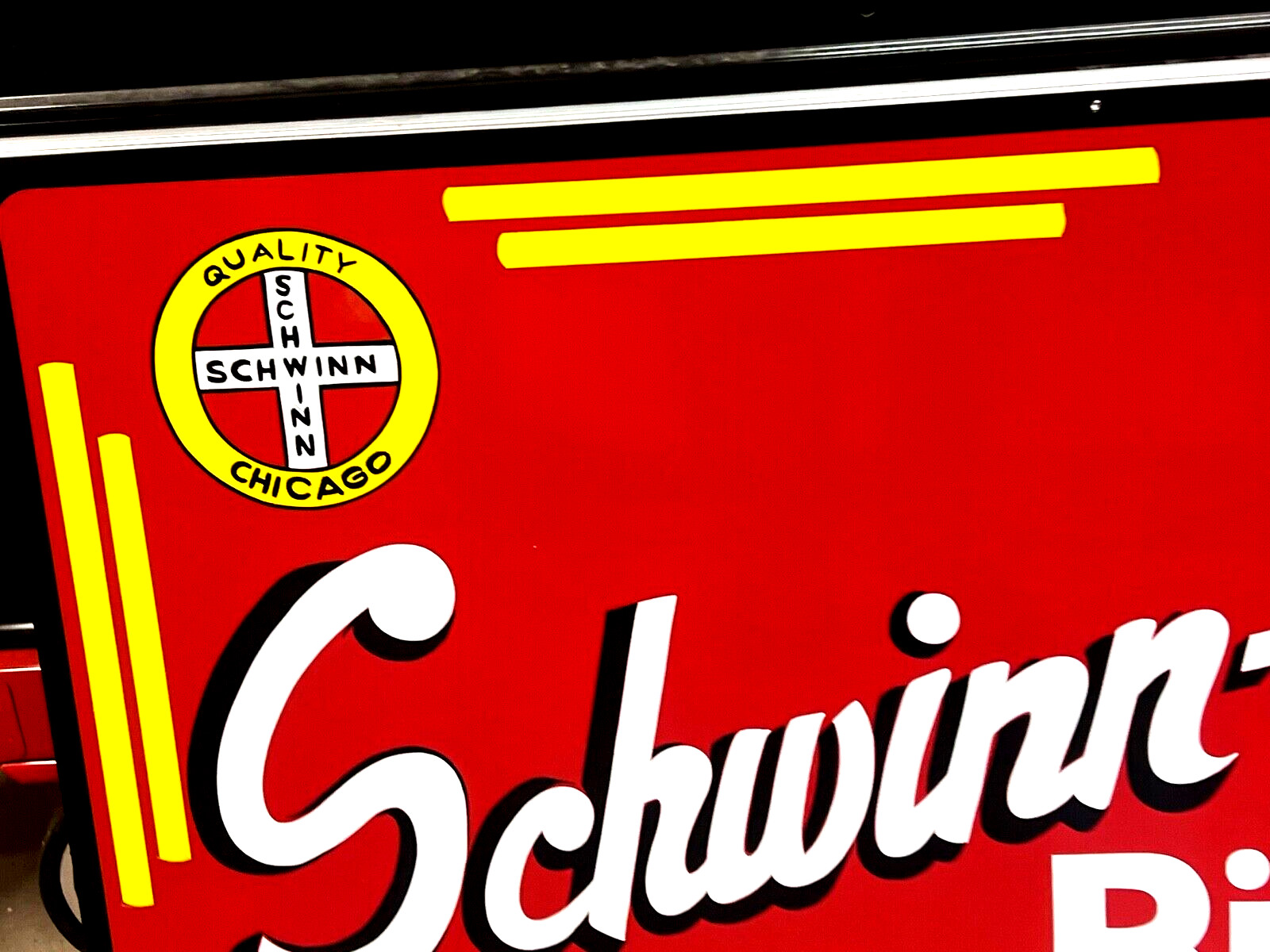 36" SCHWINN BICYCLE SHOP DEALER HAND PAINTED METAL SIGN Made by Old Sign Painter