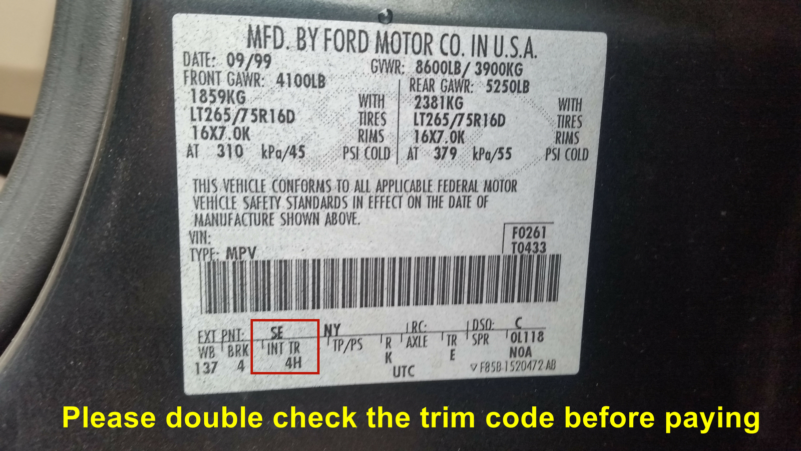 For Ford F250 F350 Super Duty 2002-07 04 05 Driver Bottom Seat Cover Tan Leather