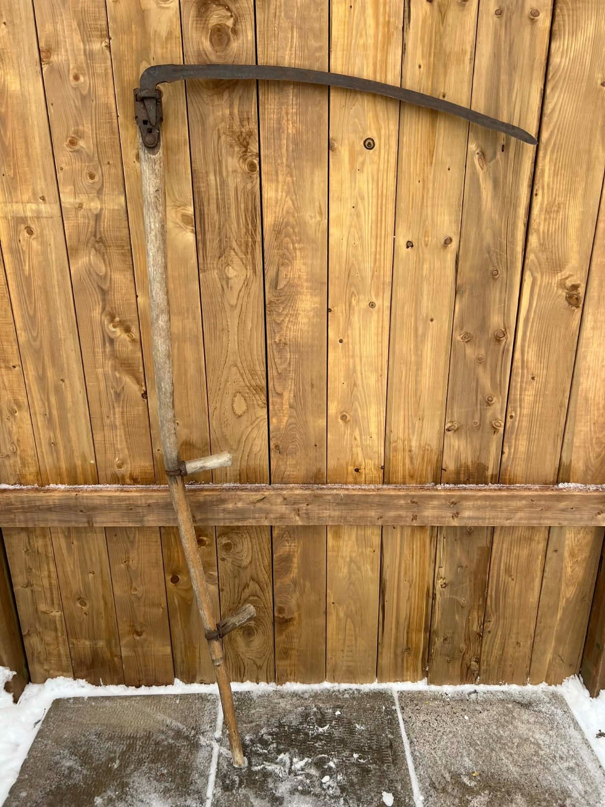 Vintage Antique 58" Long Scythe Hay Grain Sickle Farm Tool Blade is 28" Long