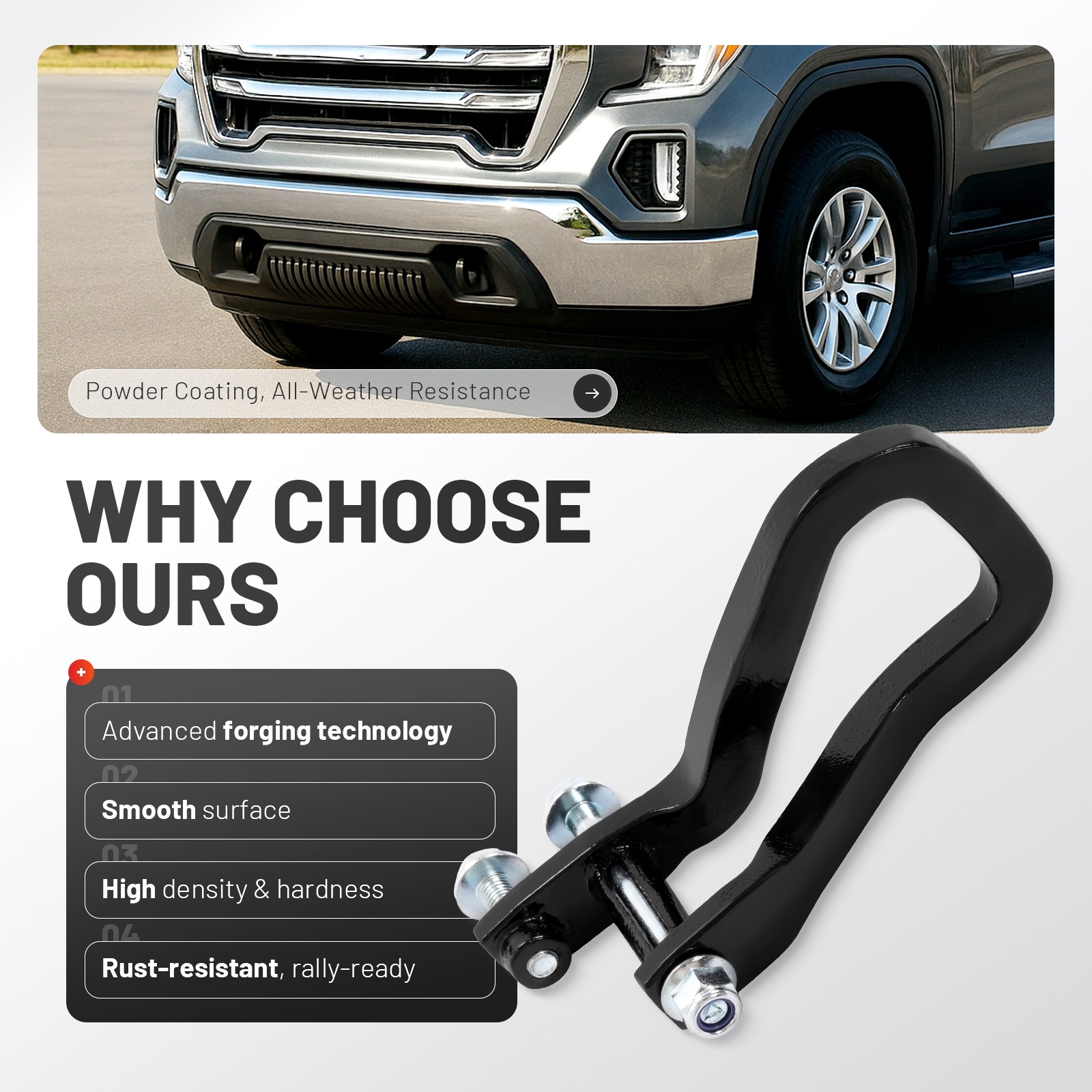 New Front Tow Recovery Hooks w/ Bolts For GMC Sierra 1500 2019-2025 #84195907