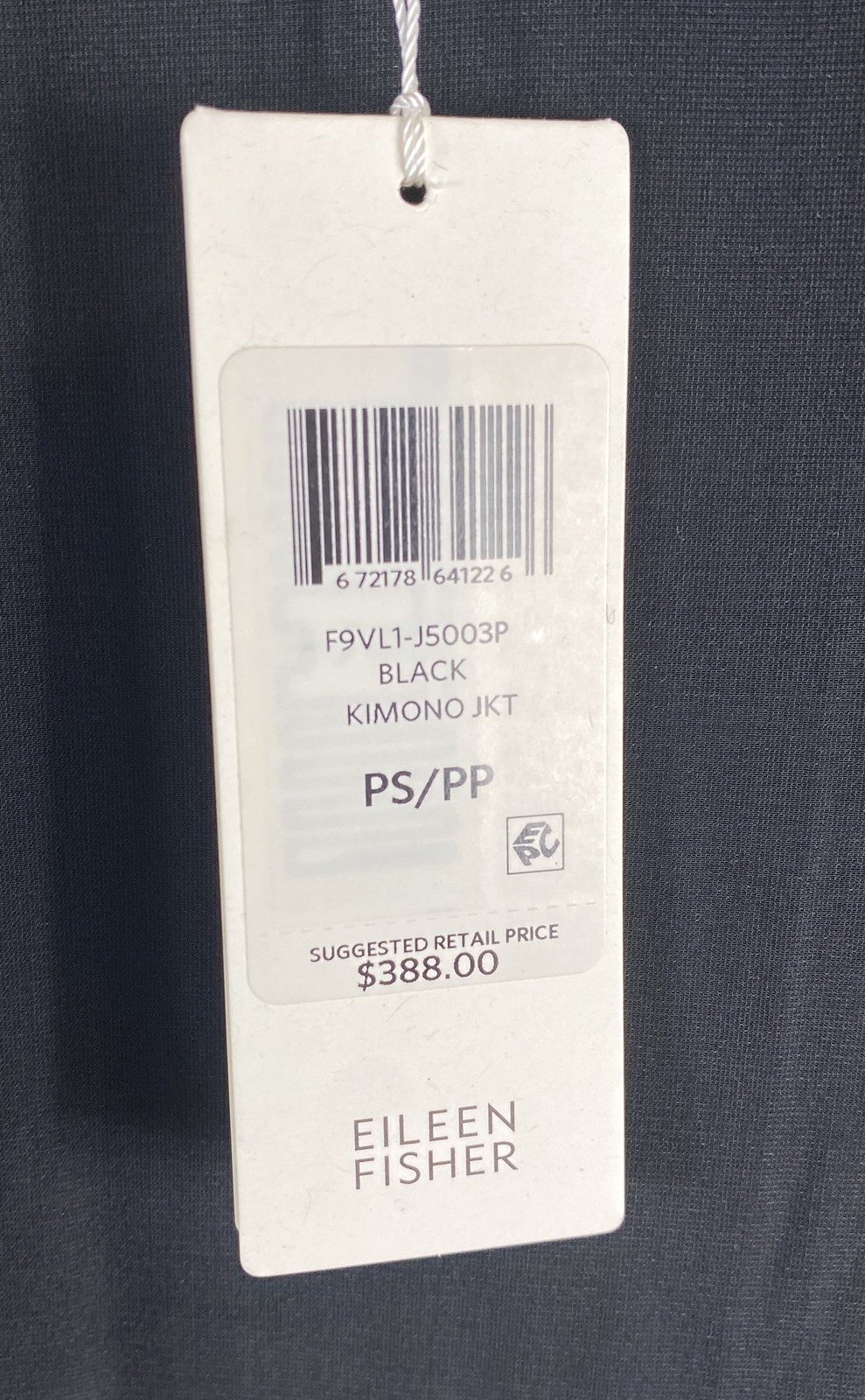 Eileen Fisher Women's NWT Black Velvet Silk Blend Kimono Jacket Size PS