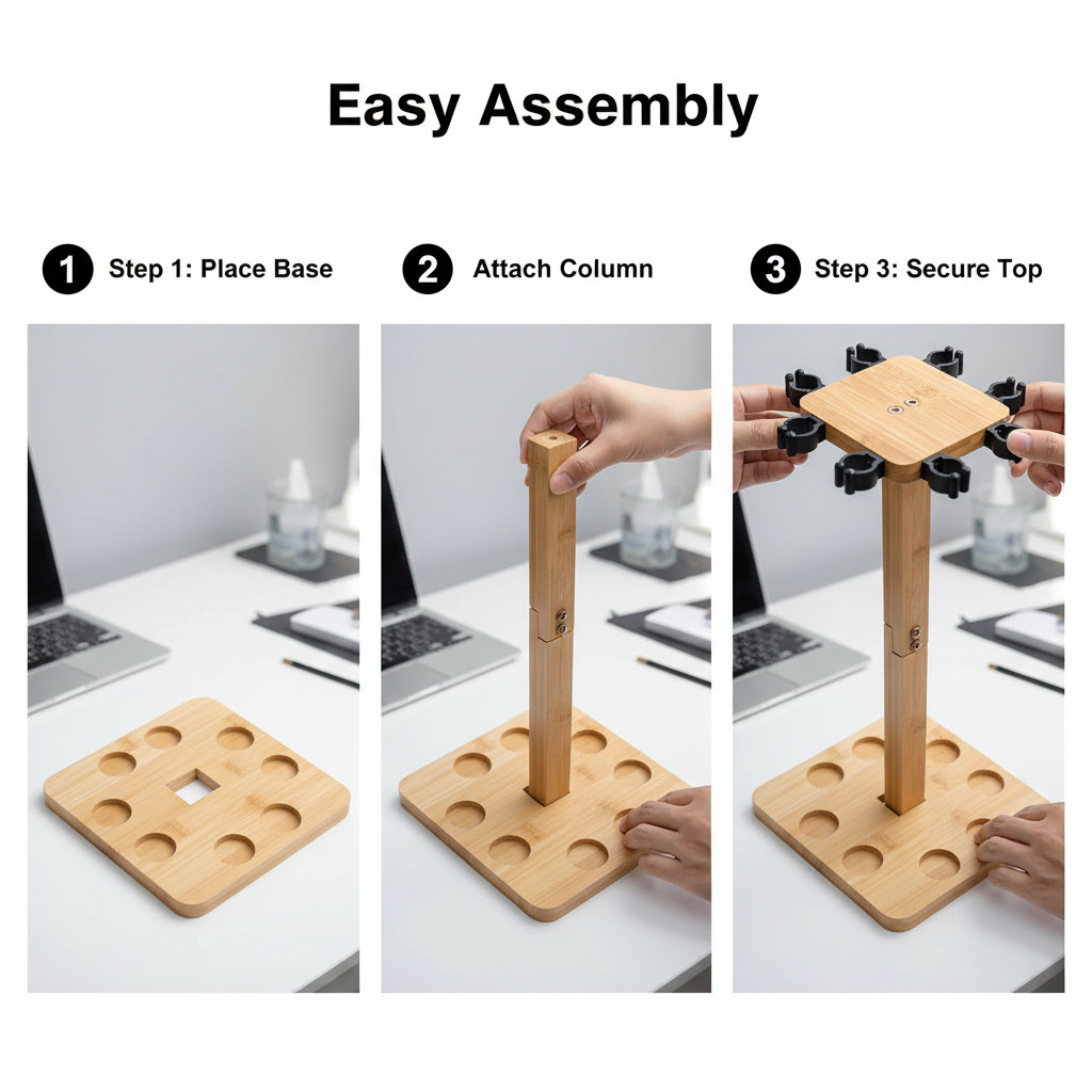 Fishing Rod Holders for Garage Wood Pole Rack Floor Stand Holds up to 8 Rods