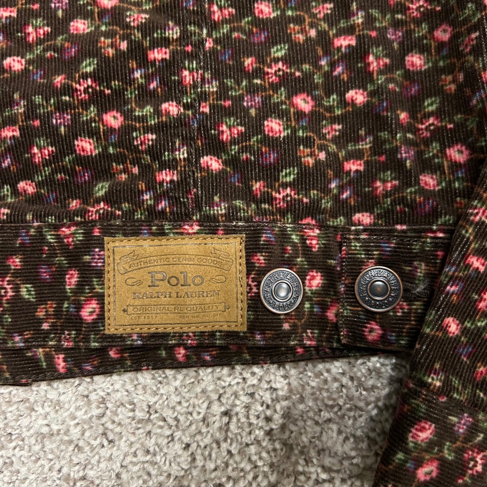 NWT Polo Country Ralph Lauren Floral Corduroy Trucker Jacket Girls Size XL (16)