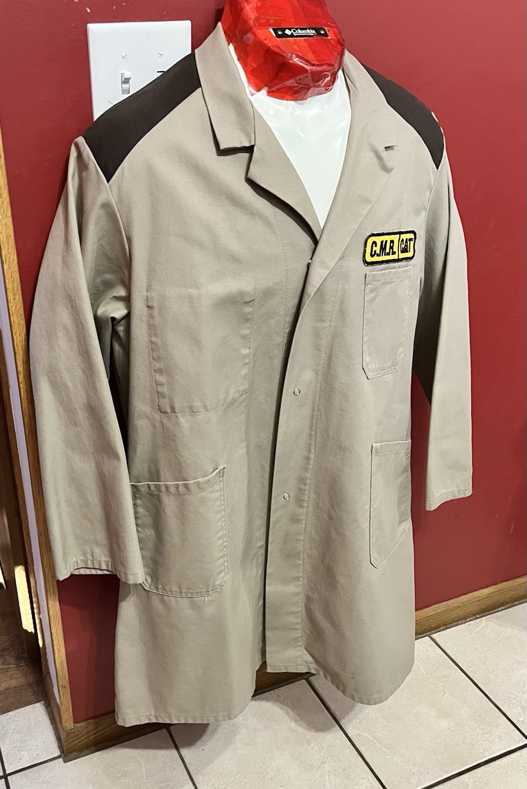 Vintage RENFORT Lab Coat Work Jacket Mens Womens Chest 50 France Beige CAT