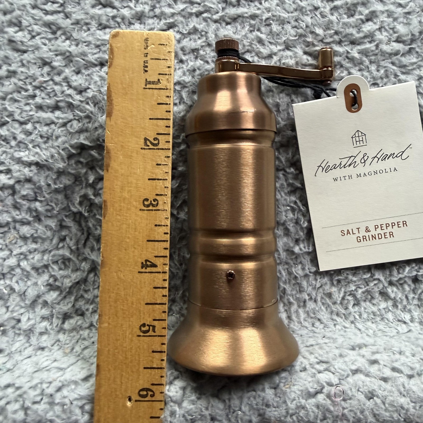 Hearth & Hand With Magnolia Salt & Pepper Grinder Small Gold Metal Manual Mill