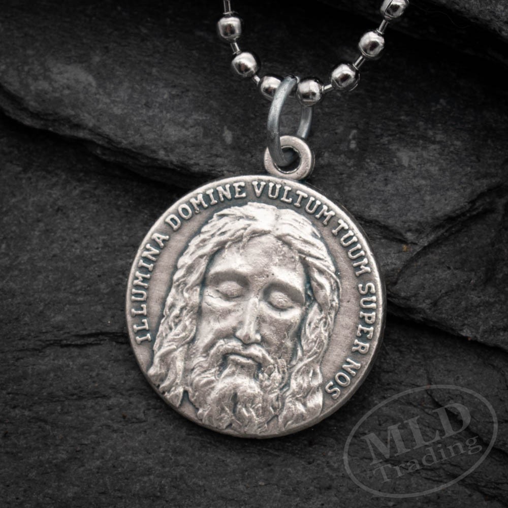 Holy Face of Jesus Medal Necklace – Italian Silver-Plated Catholic Pendant