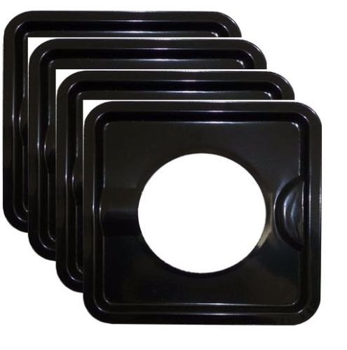 4 PC HEAVY DUTY BLACK STEEL SQUARE REUSABLE GAS BIB LINER BURNER COVERS 7.8" AF