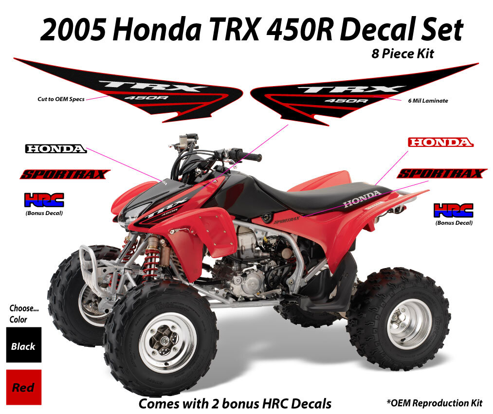 2005 HONDA TRX 450R Decal Sticker OEM kit Black Red Plastic 450 ATV Quad Mark